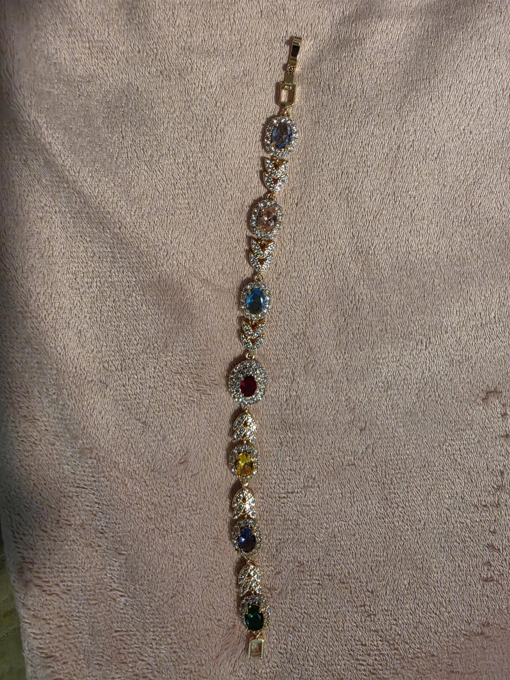 Gold Multi-Gemstone Tennis Bracelet - Multicolor